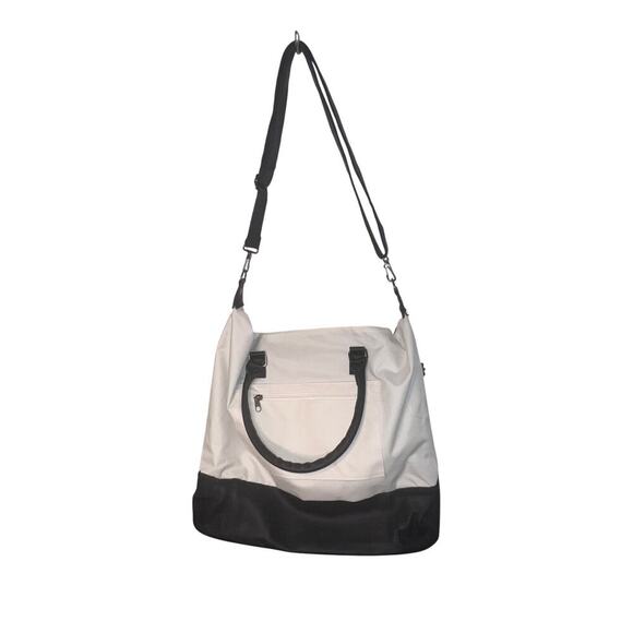DSW white black trim handles Crossbody overnight tote shoe storage bottom 2024 - Picture 1 of 14